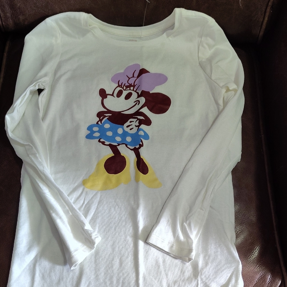 Disney White and Yellow Minnie Mouse Long Sleeve Tee